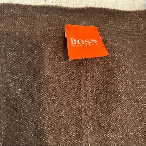 BOSS Hugo Boss Women S Crop Slim Maroon Cardigan V Neck Pockets Buttons - Picture 6 of 8